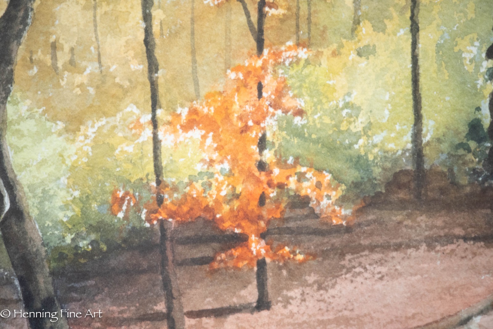 Vintage Fall Wooded River Landscape Painting by J. White, Signed & Fine! 20×21″