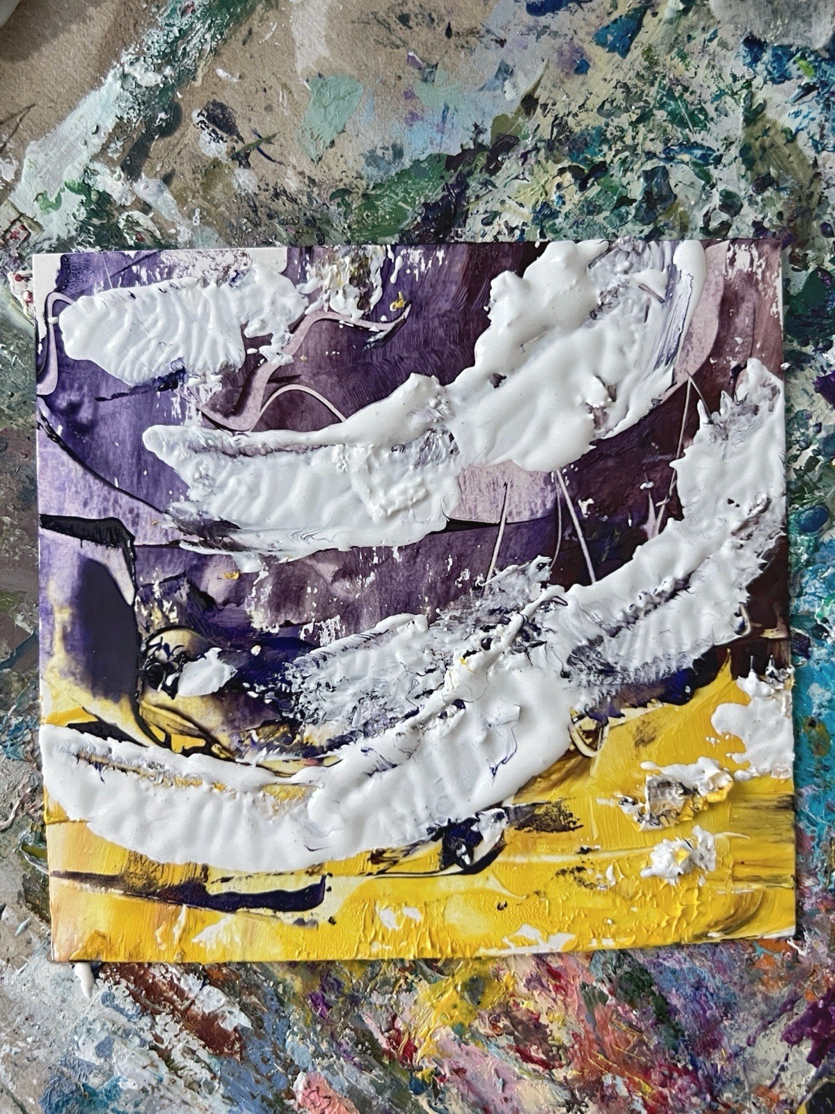 Virginia Beach Atlantic Ocean Abstract Modern Oil Painting Coastal Wall Decor 4”