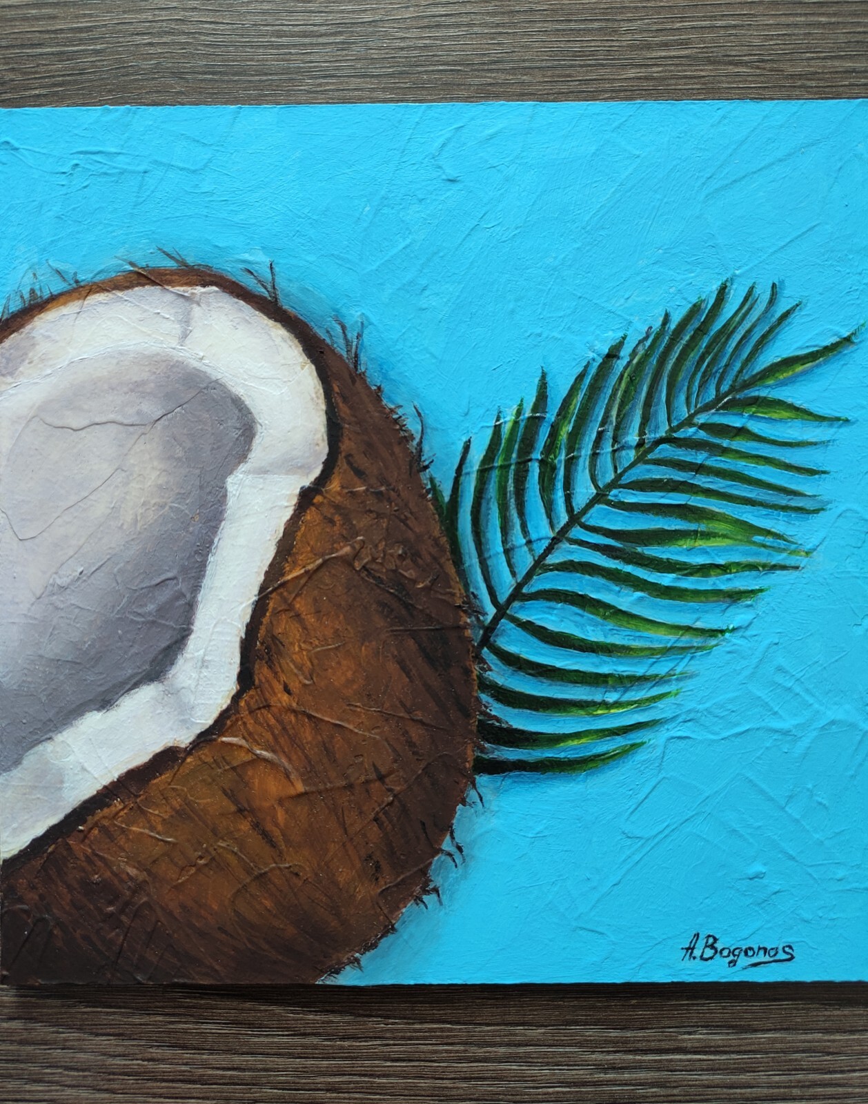 Original Acrylic Painting The Coconut Series The Tropical Still Life 20×20 cm