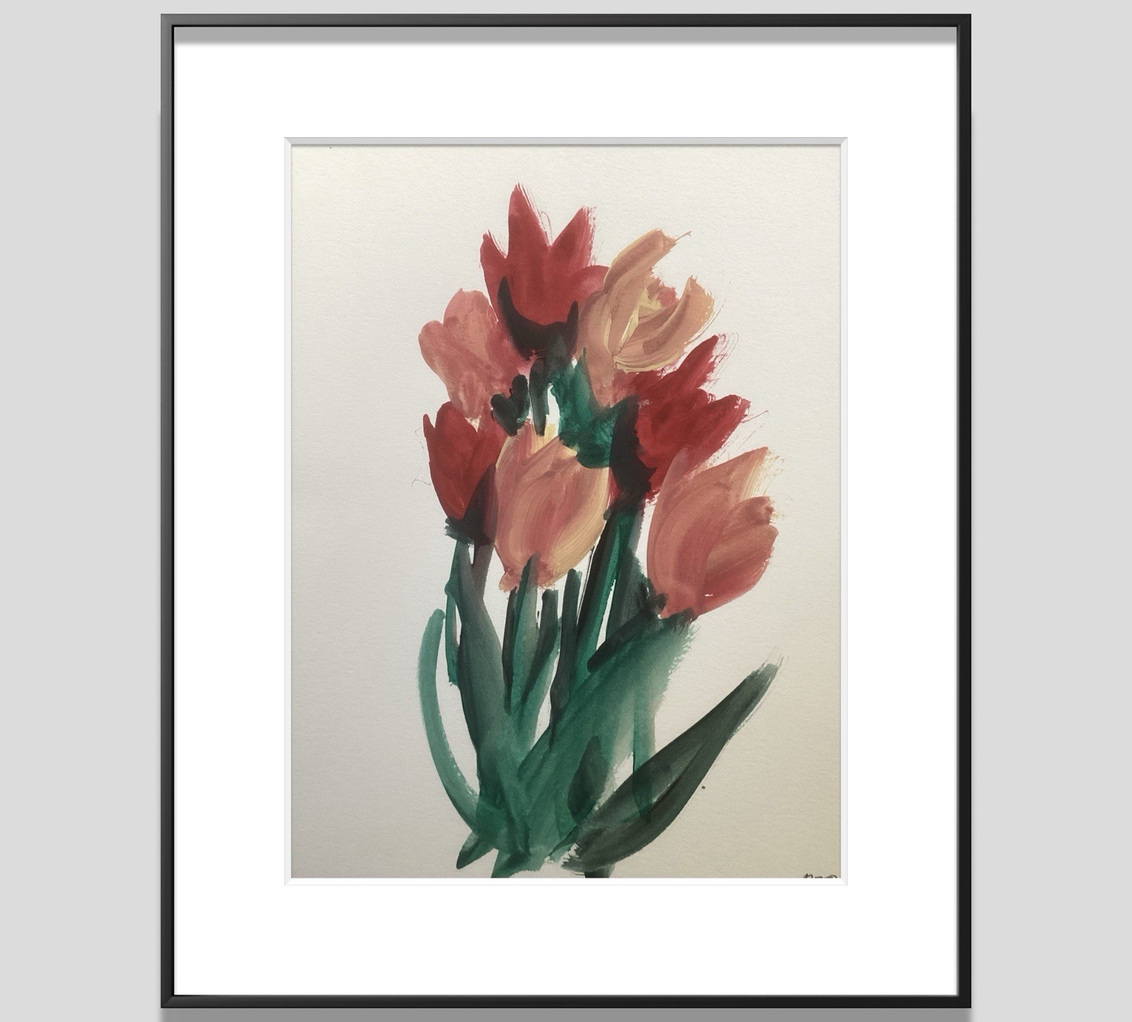 PDQ Artist Original Paintings Flowers Tulip Abstract Realist Acrylic 9×12 Paper
