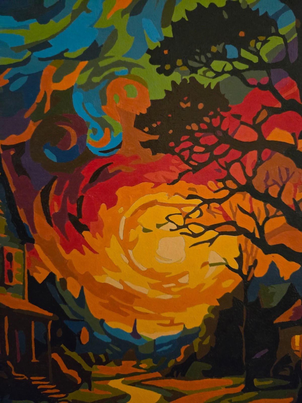 Starry Night Starlit Sky completed Paint by Number Canvas 16 X 20 Unframed