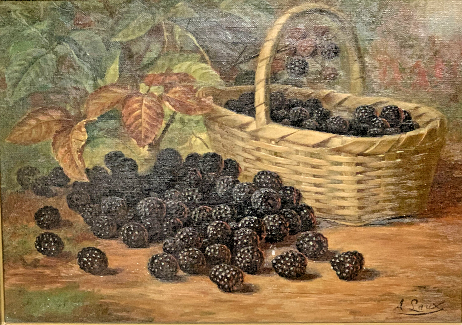 August Laux (American, New York, 1847 – 1921) Still Life – Blackberries c.1880’s