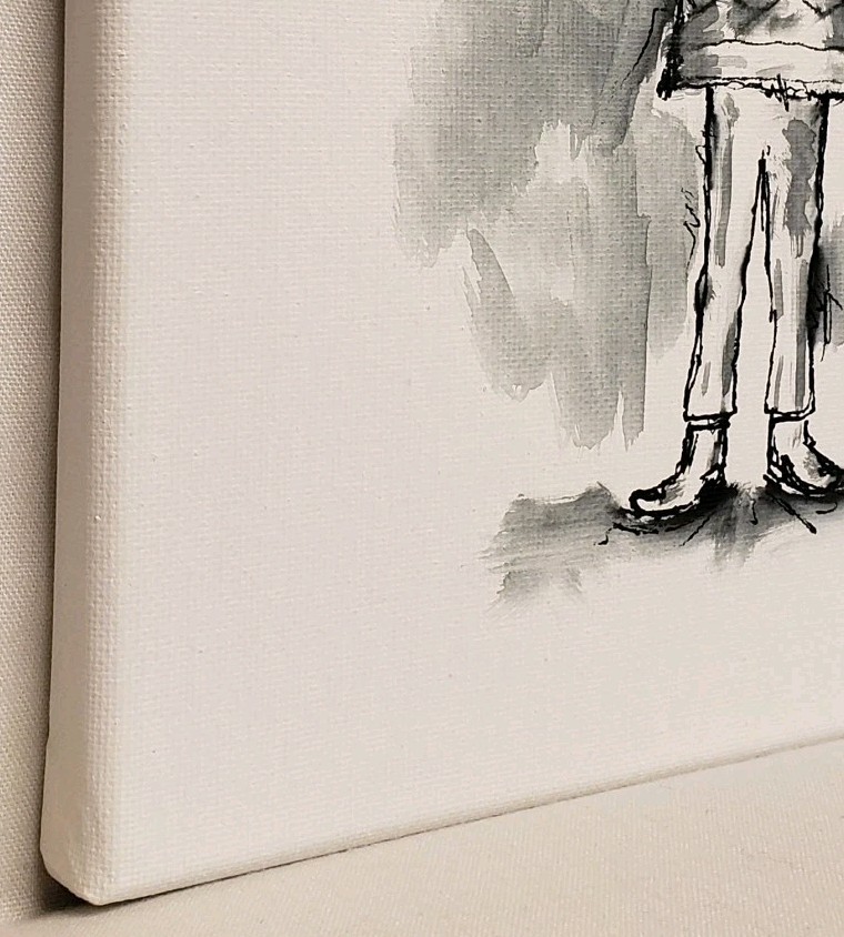 Original Modern Minimal Black And White Figurative Ink Painting By K.A.Davis