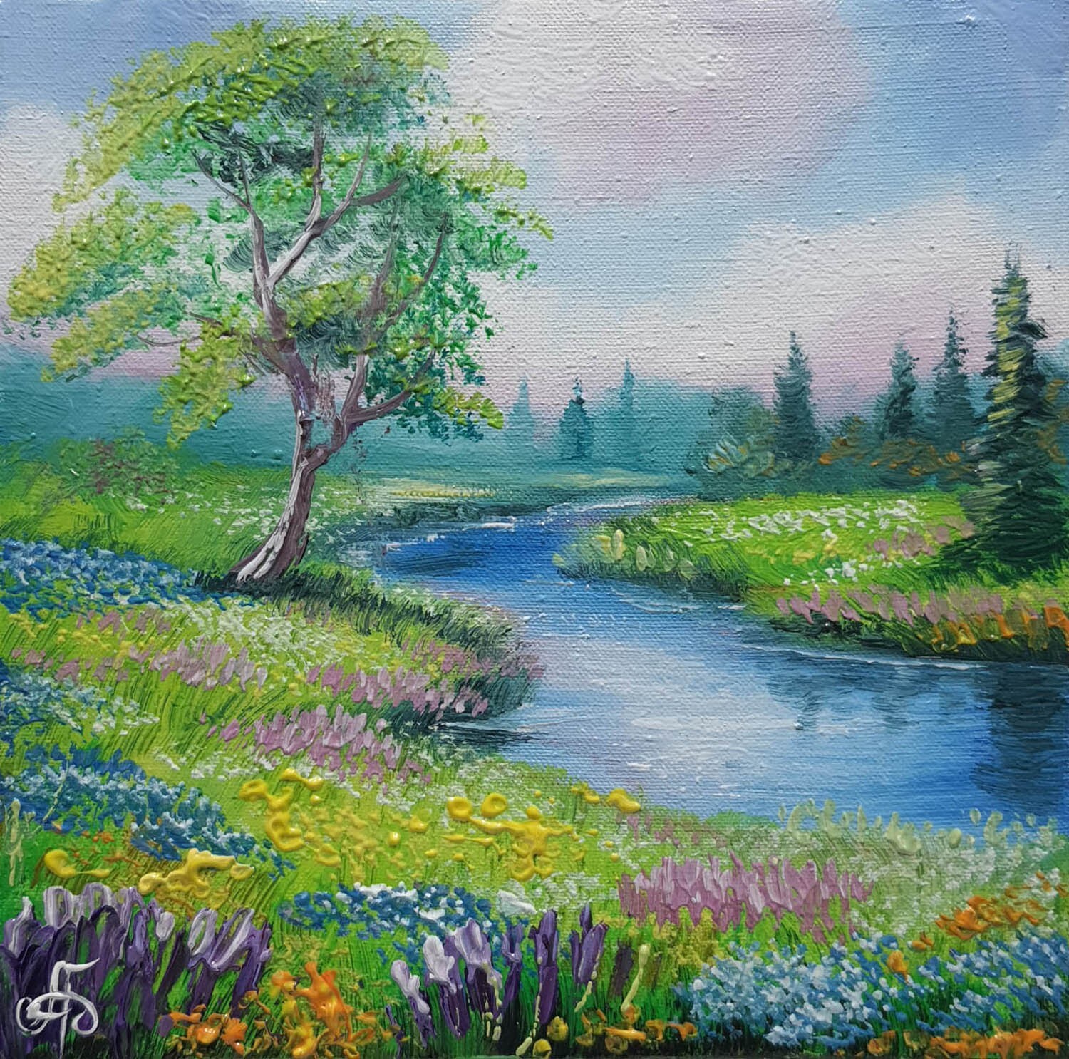 Original Hand Painted Ukrainian Artist Home Decor Wall Art Summer Landscape Gift