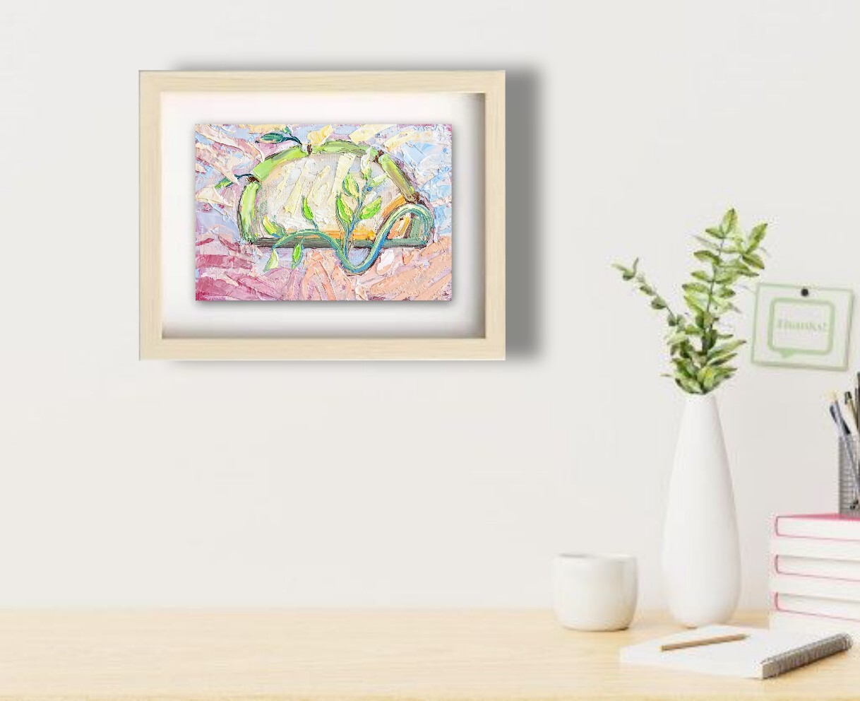 Bamboo Zen Oil Painting 15x10cm Plants Abstract Original Painting on Painting Board
