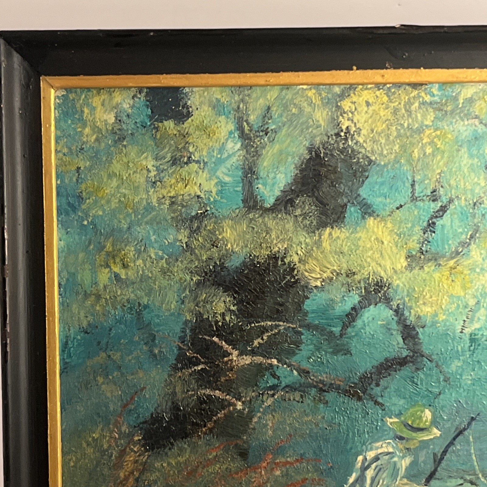 Vintage MCM Impressionist Oil Painting “Peace Like A River” Signed D Burris
