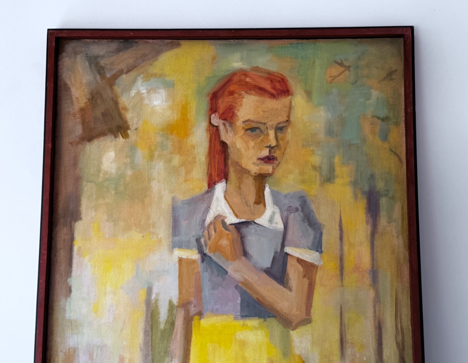 Oklahoma Hooker Mystery Artist Girl Portrait Oil Painting Vtg Contemporary Art