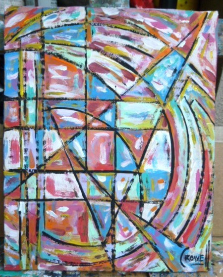 BIG WIDE WORLD 8×10 oil painting card panel panel original art signed Crowell