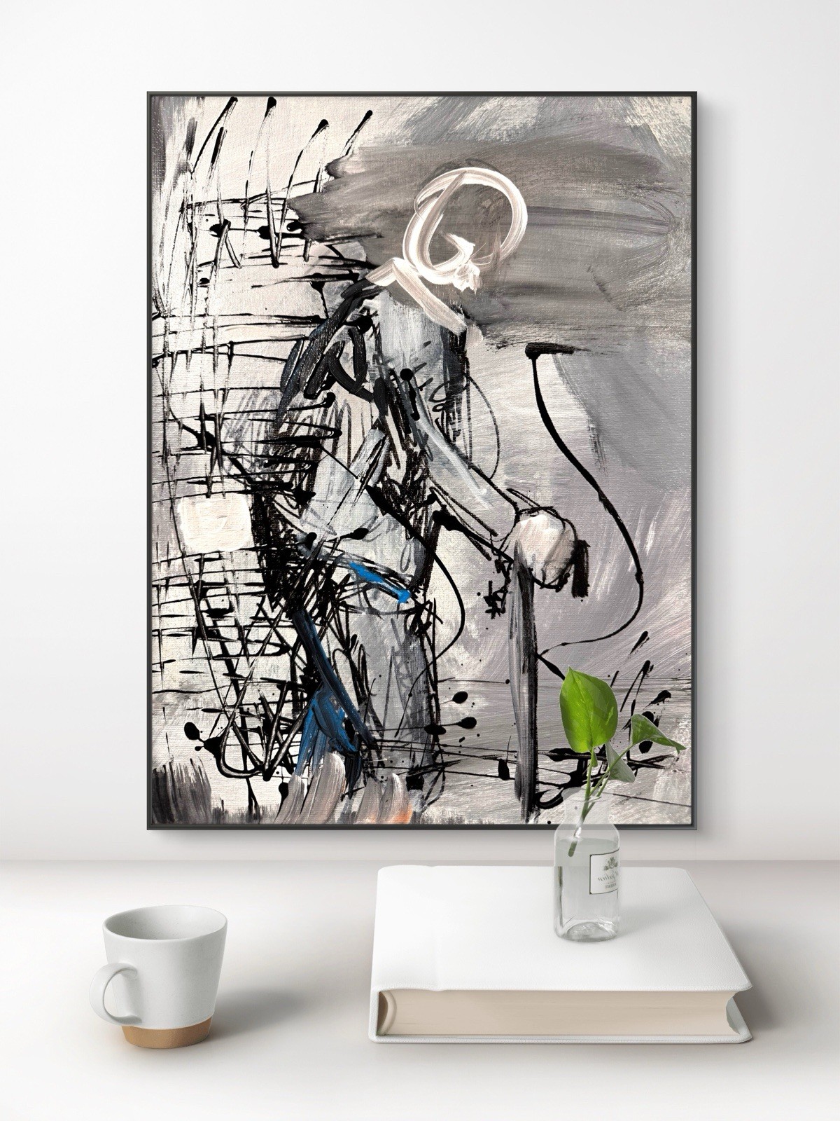 SAMATOWIC Original Abstract Man with Cane 11×14 Handmade Signed Wall Art 277