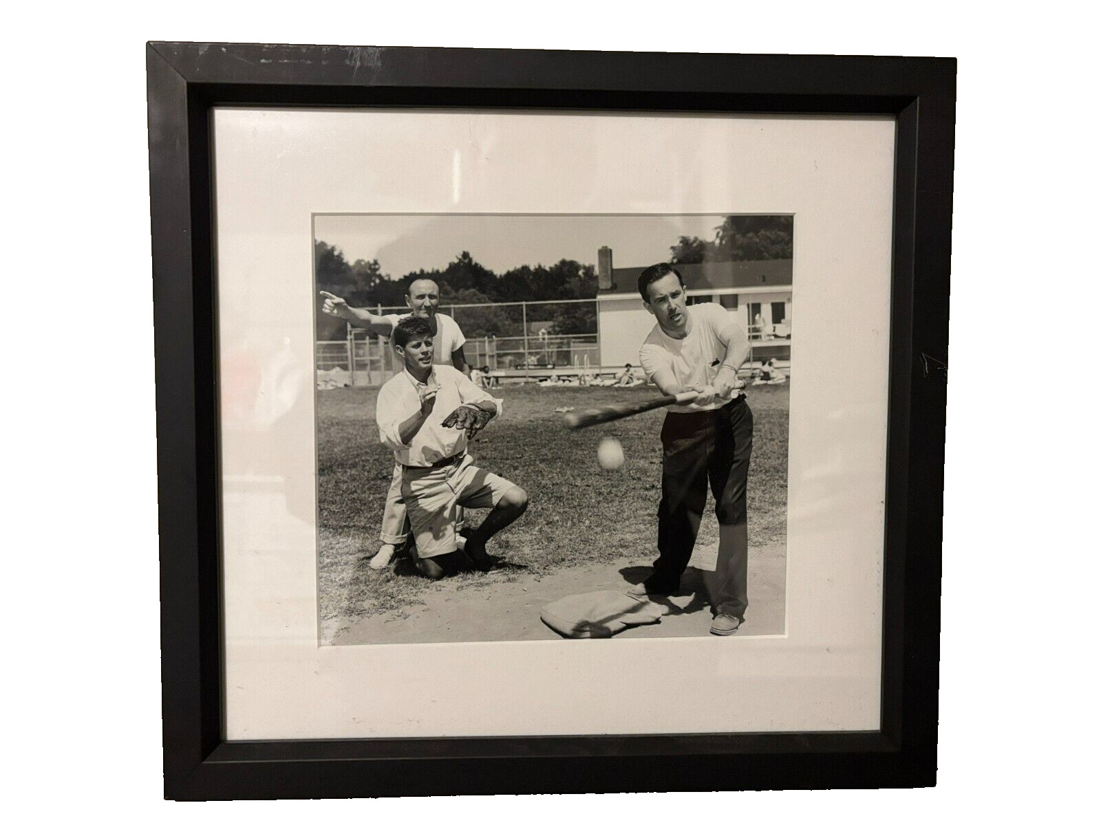 JFK Presidential Papers Photo Framed Art Rare Picture Playing Baseball 1965 Sen