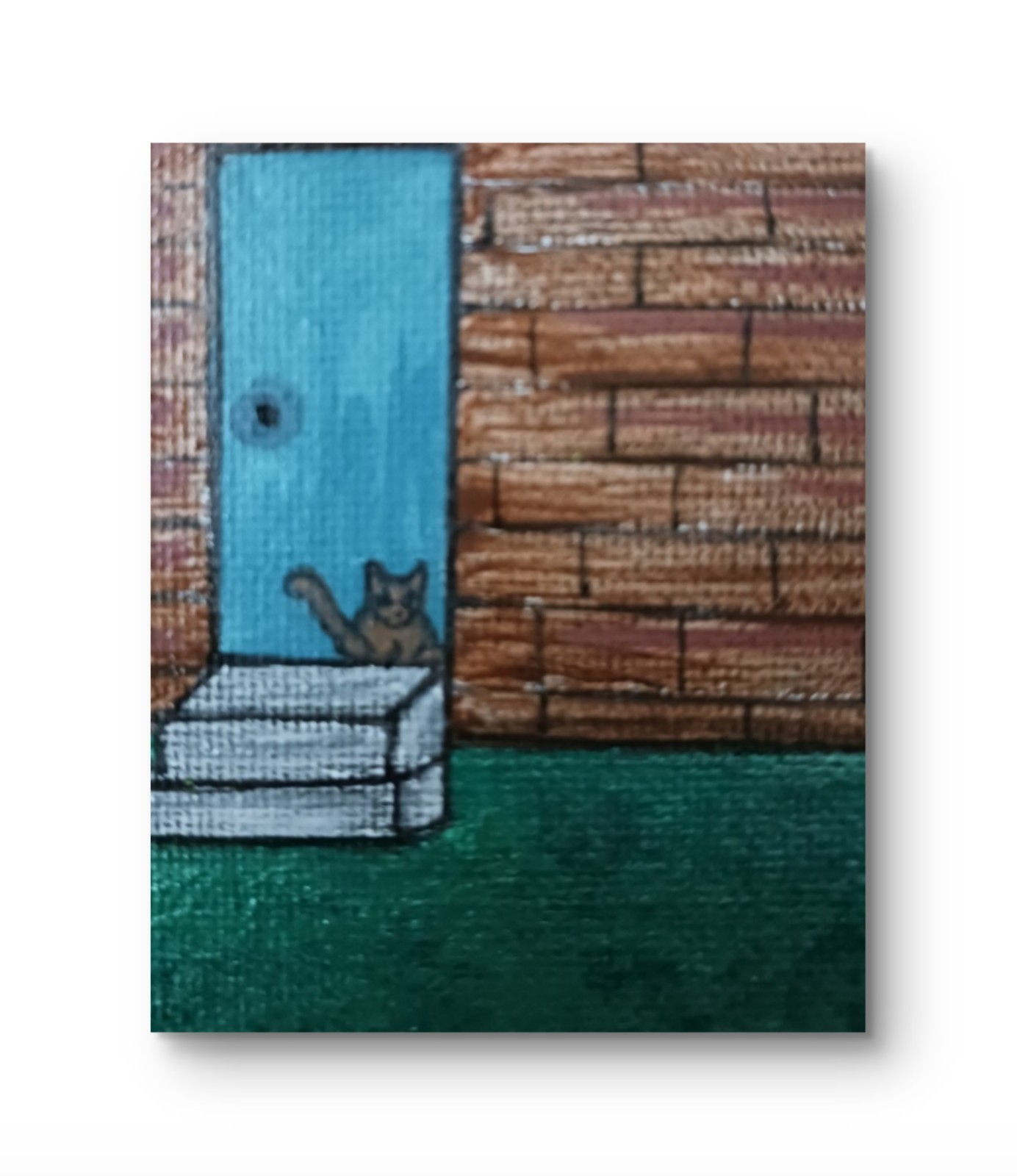 Original Painting Cabin Forest Owl Frog Swans Rabbit Dragonfly by Charlene Slie