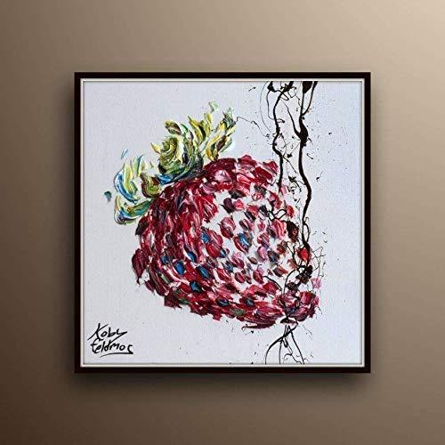 Strawberry 25″, fruit painting, food art, thick layers, Original Handmade item