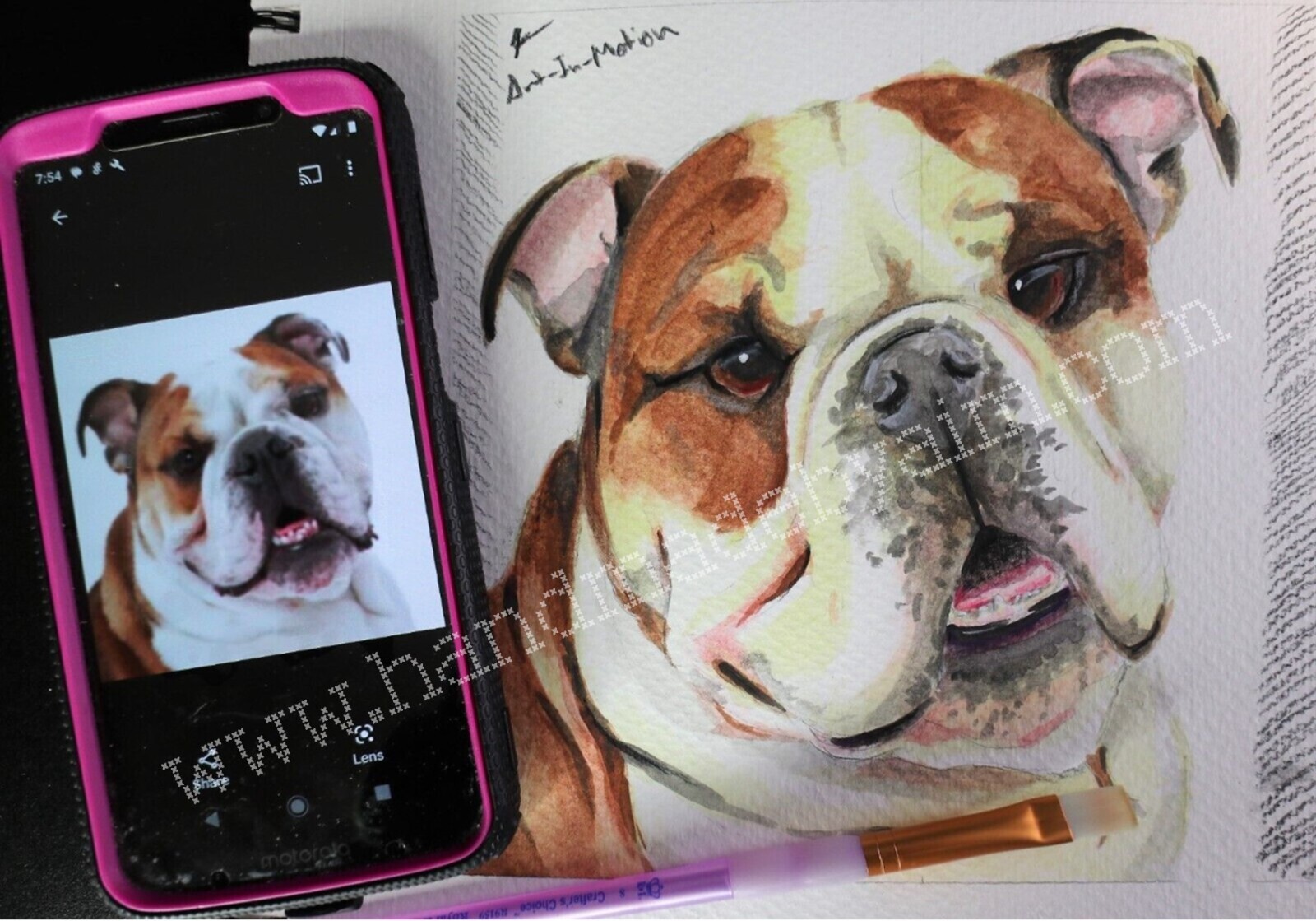 Custom Mixed Media Pet Portraits From Your Photo 7″x7″ Commission Gift Dog/Cat