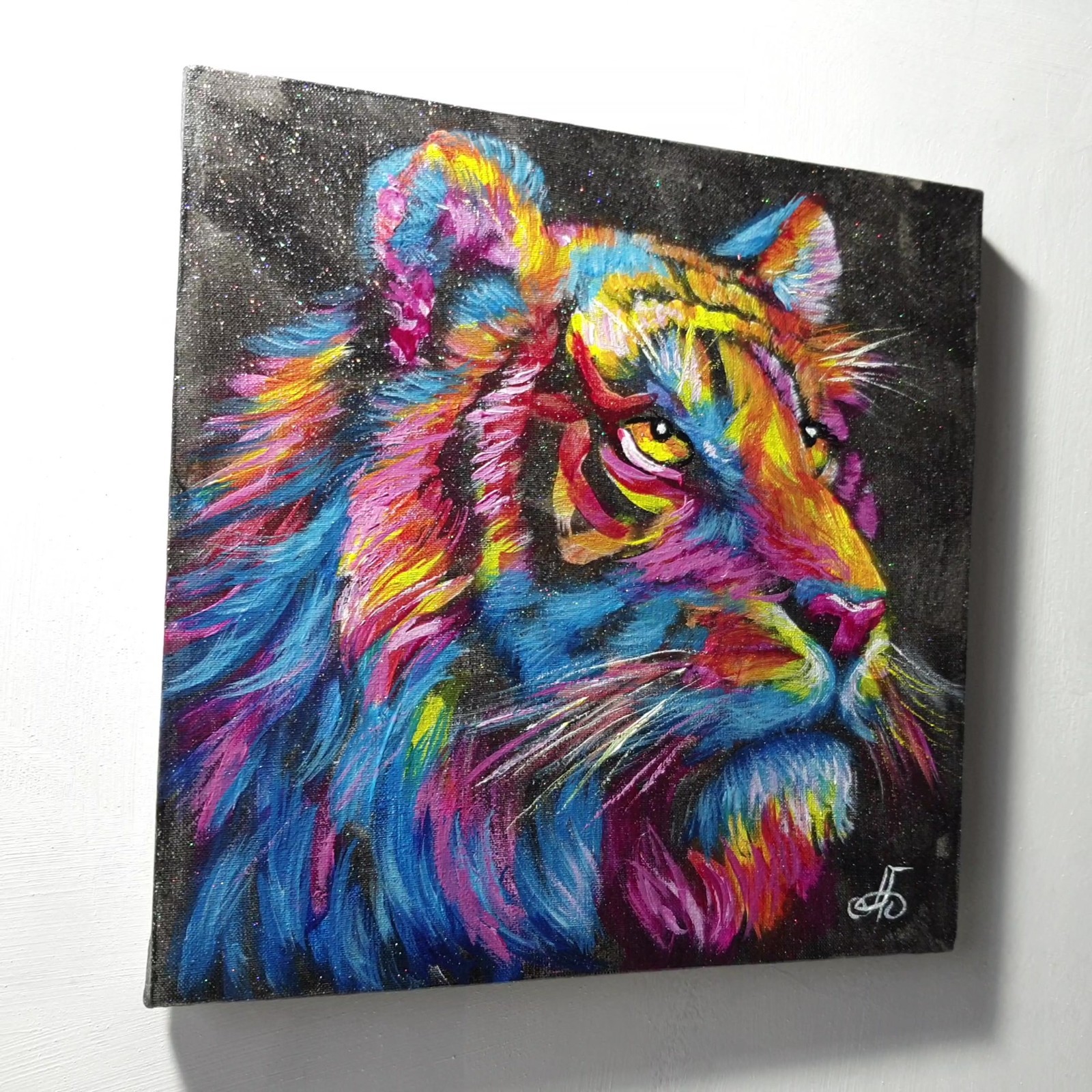 Tiger Colorful Original Acrylic Animal Painting Impressionist Ukraine Artist