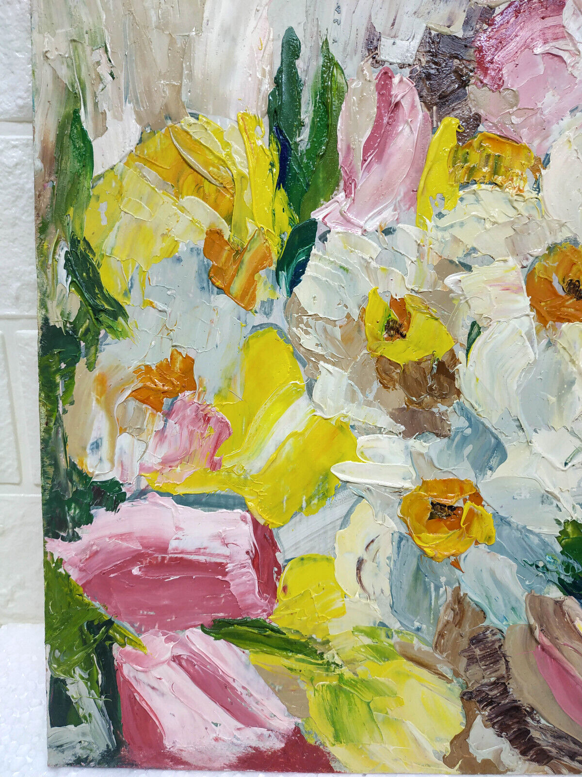 Original oil painting Spring Narcissus Bouquet flower still life art 10 x 12 in