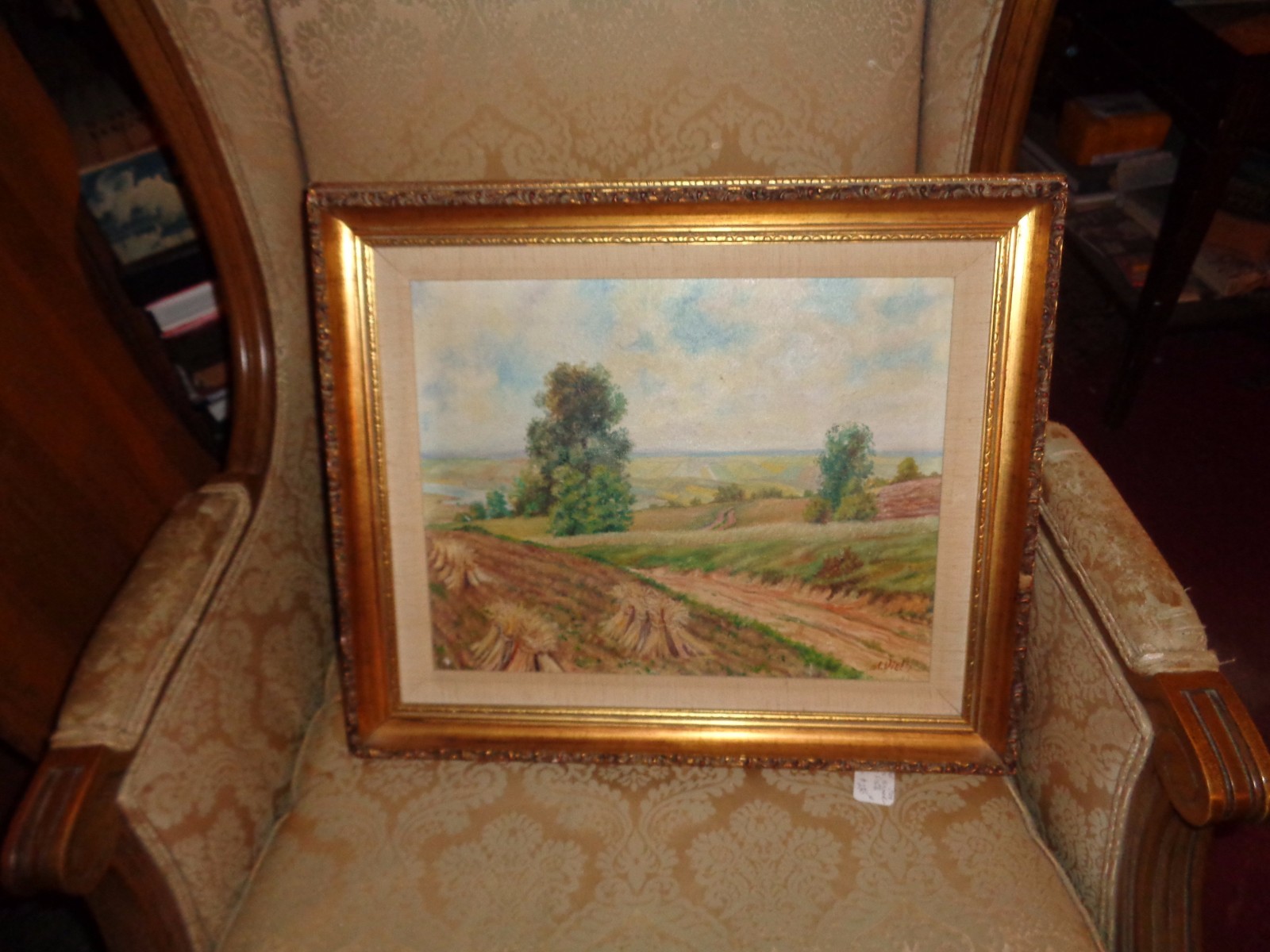 A. Vielh «Farm Hayfields in Fall: OCF c.1925 Landscape fields