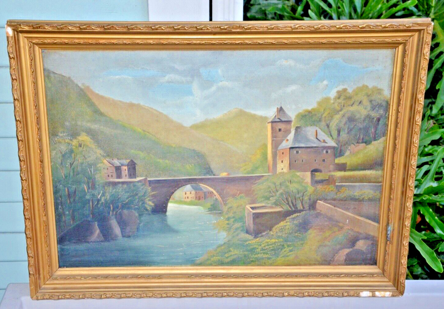 19th Century French Rural scene + Authentic frame. 30″X24