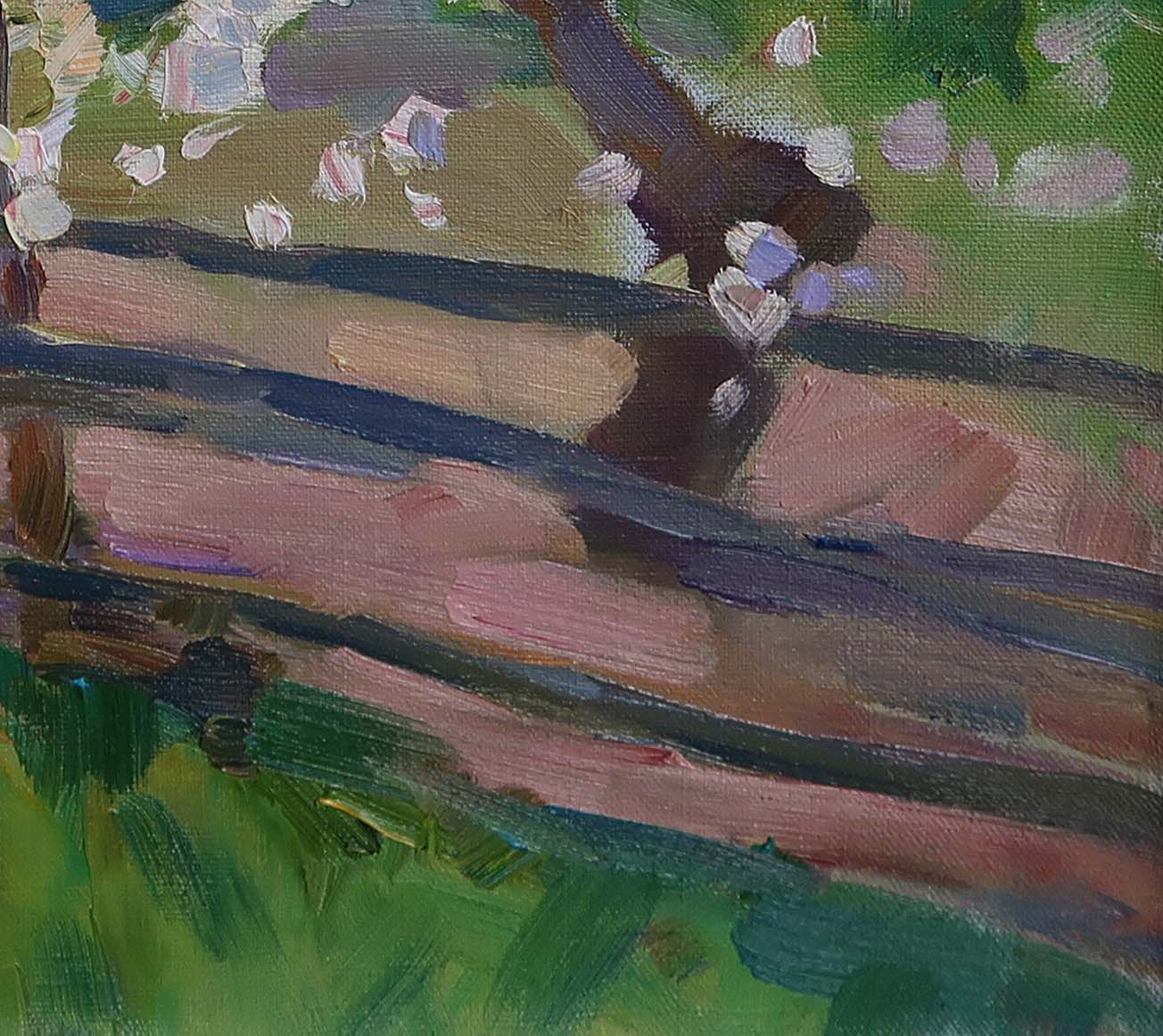Oil painting Garden Ukrainian painter Canvas Decor Unframed original landscape