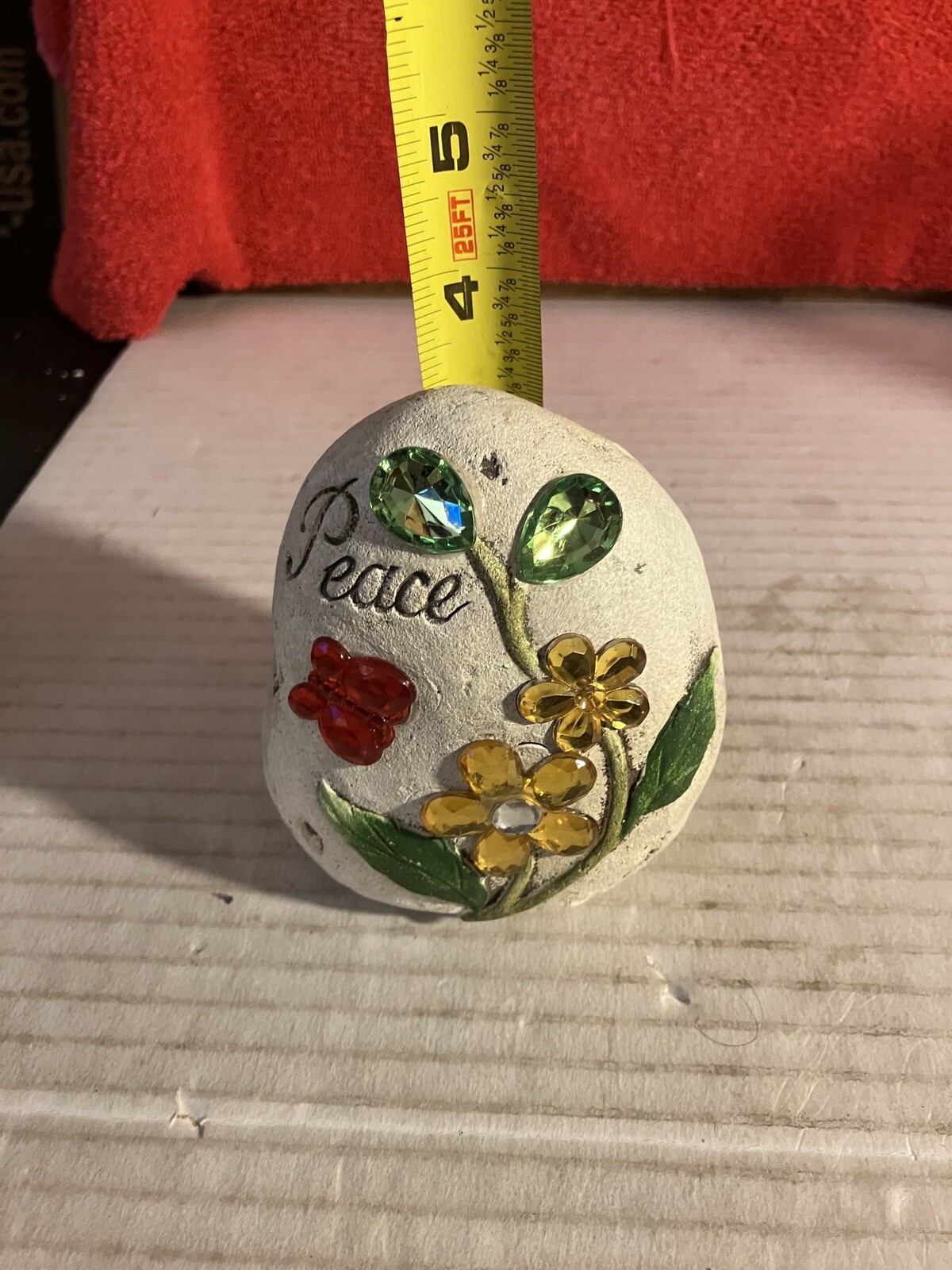 Hand Painted River Rock Butterfly & flowers vine Stone Art Spirit. DWK