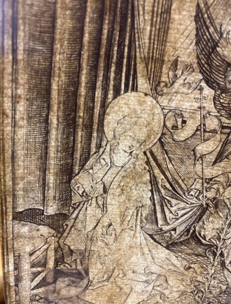 Martin Schongauer The Annunciation Old Master Engraving British Museum Stamp
