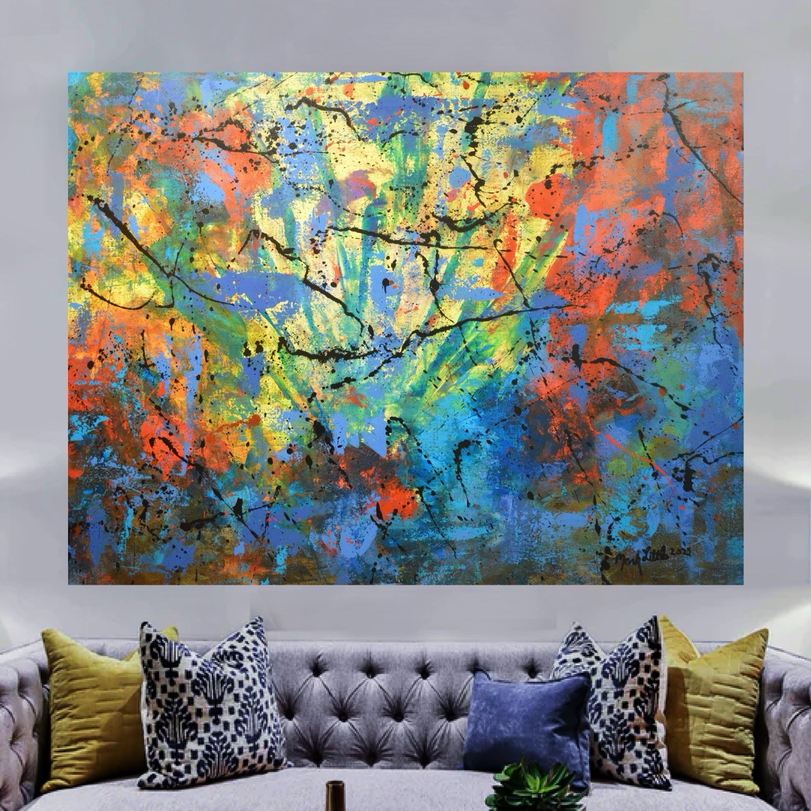 Mark Little Original Giant Profesional Painting 84”X62” (7 Foot) Abstract Modern