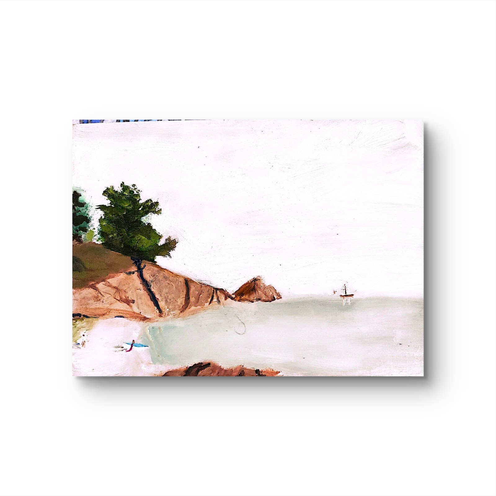 Beach Day Contemporary Expressionist Landscape Oil Painting Study On Board