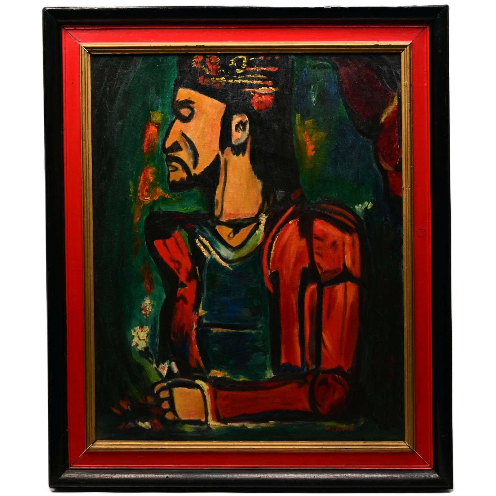 COOPER Original Vintage Signed Georges Rouault Old King Portrait Oil Painting