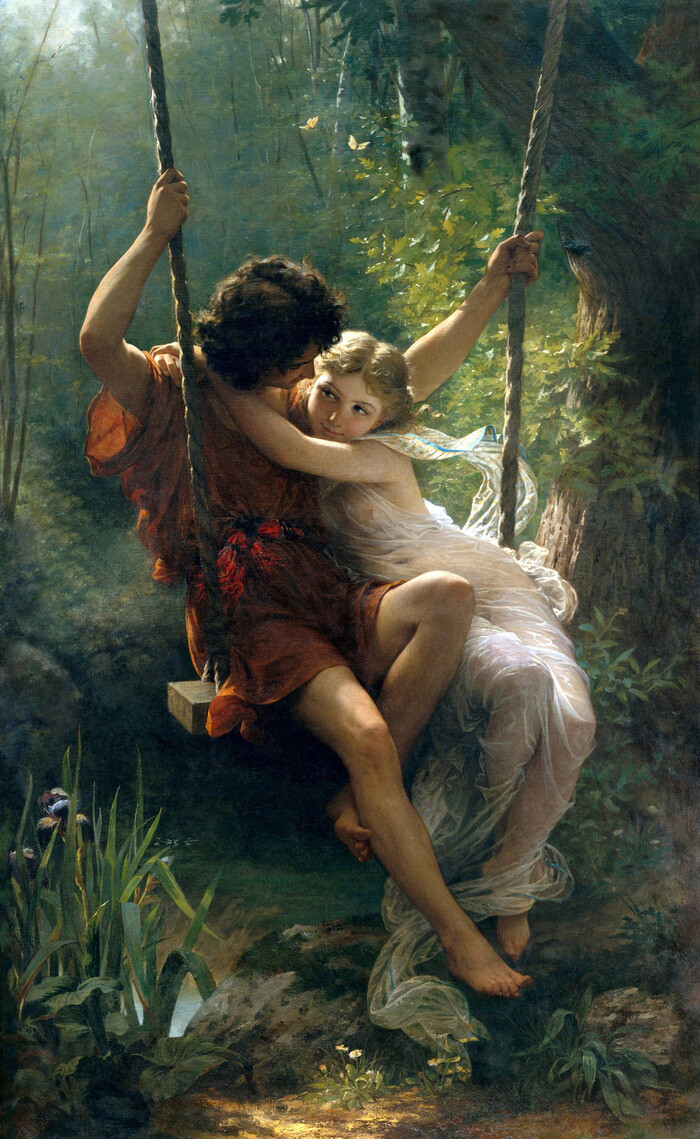 Canvas print Spring Swing Oil painting Wall art HD Giclee Printed on Canvas P216