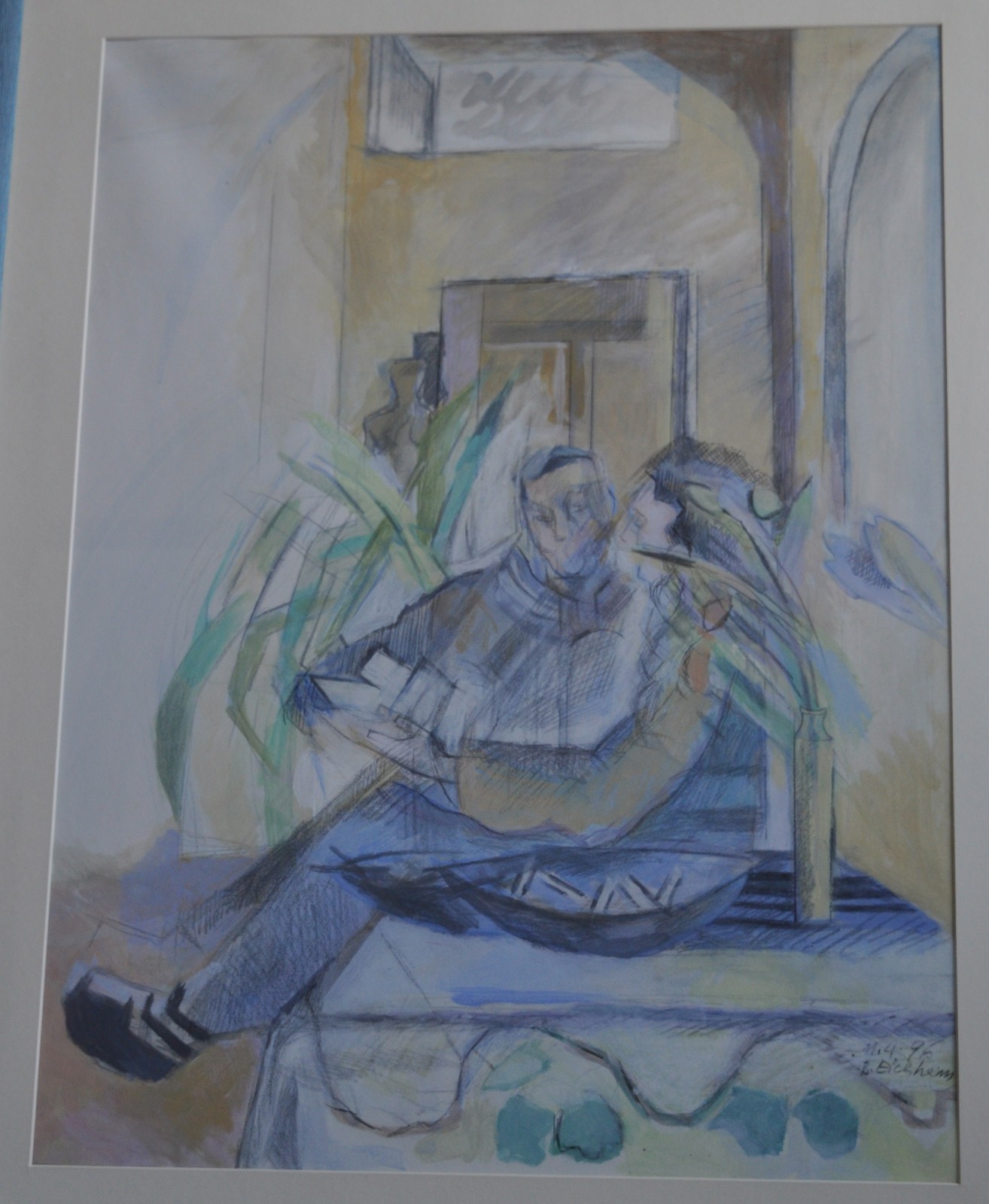 Original Burghild Eichheim 1996 Paper Picture Art Painting Signed Dated
