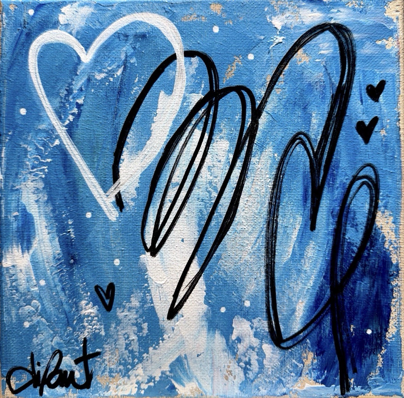 DIPANT Original Art 8×8 Canvas Expressionist Abstract Hearts Fine Art Interior