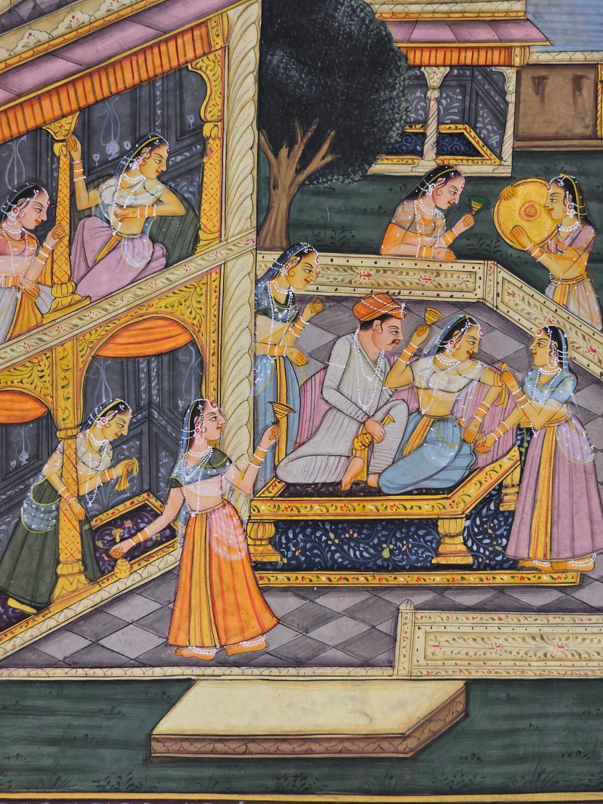 Mughal Miniature Harem Painting Ethnic Mughal Love Making Art On Antique Paper