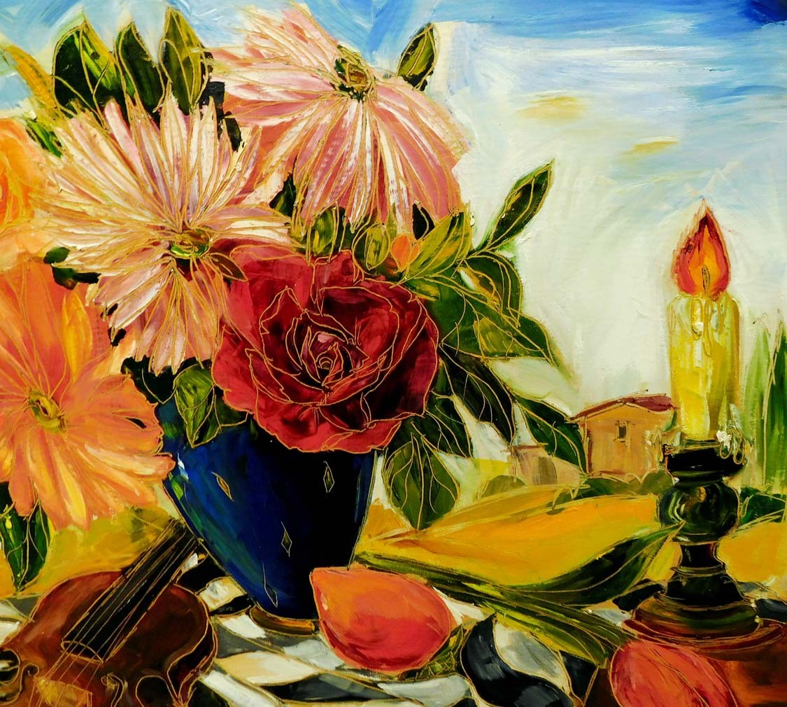 Maya Eventov «Afternoon Serenade» Original Acrylic on Canvas, H.Signed