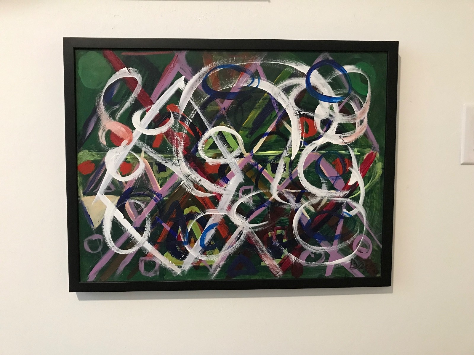 CONTEMPORARY ACRYLIC ART BY ARTIST DAIS TITLED»GOING AROUND IN CIRCLES «25X19