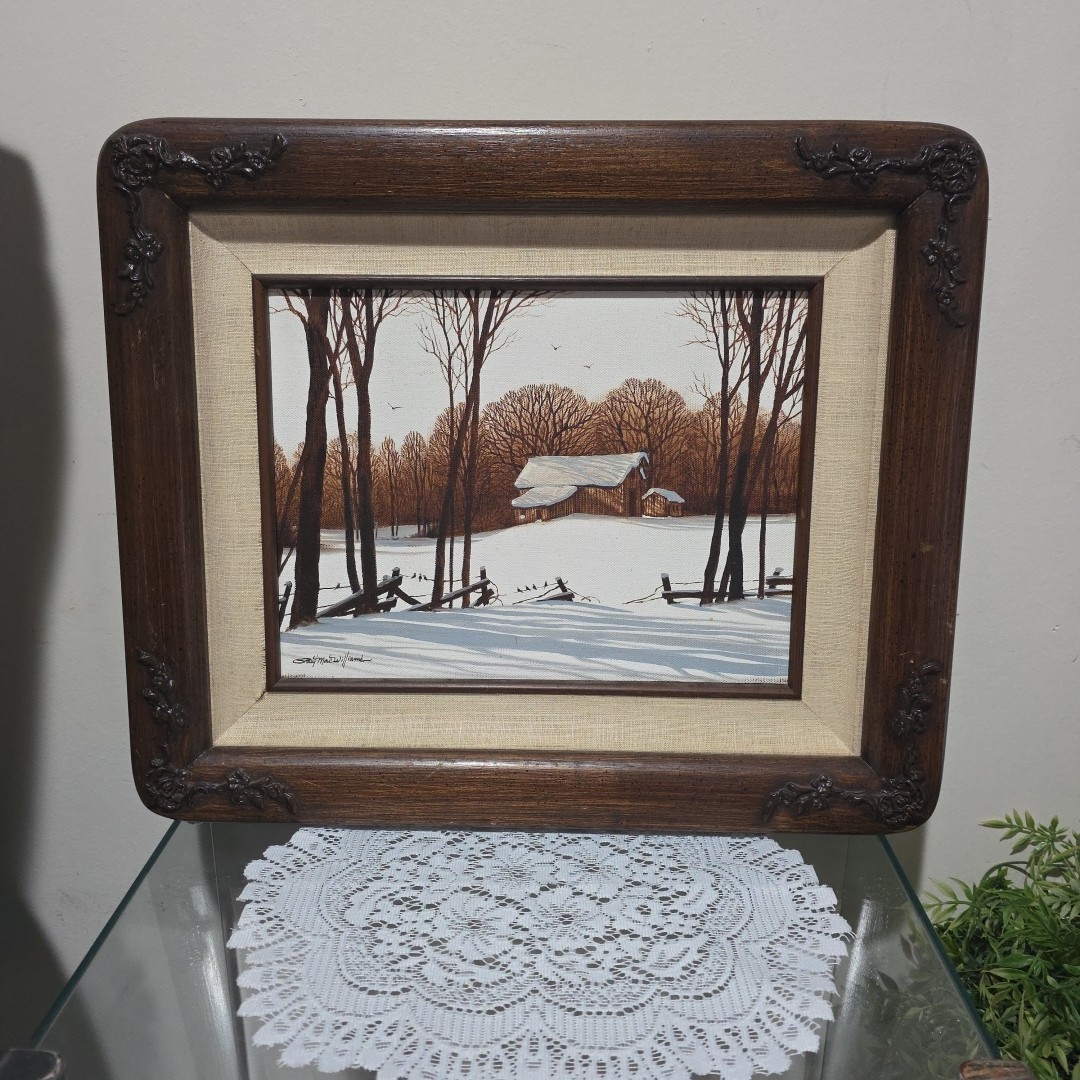 Paul MacWilliams Original Oil Painting Rustic Winter Farm Art Cottagecore