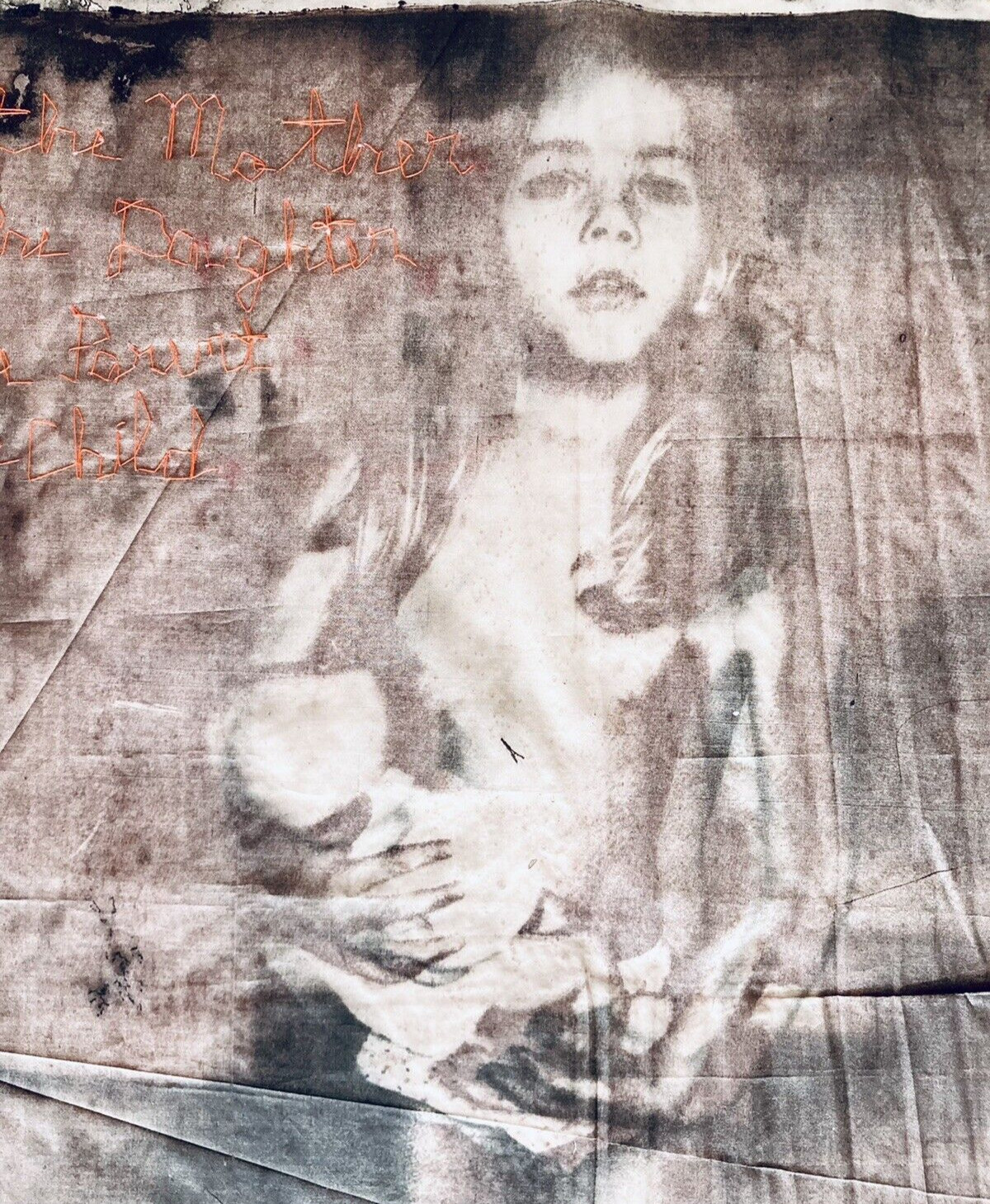 Joann Côté Photogravure 27″ Silk Art Mother Daughter Parent Child Feminism Woman