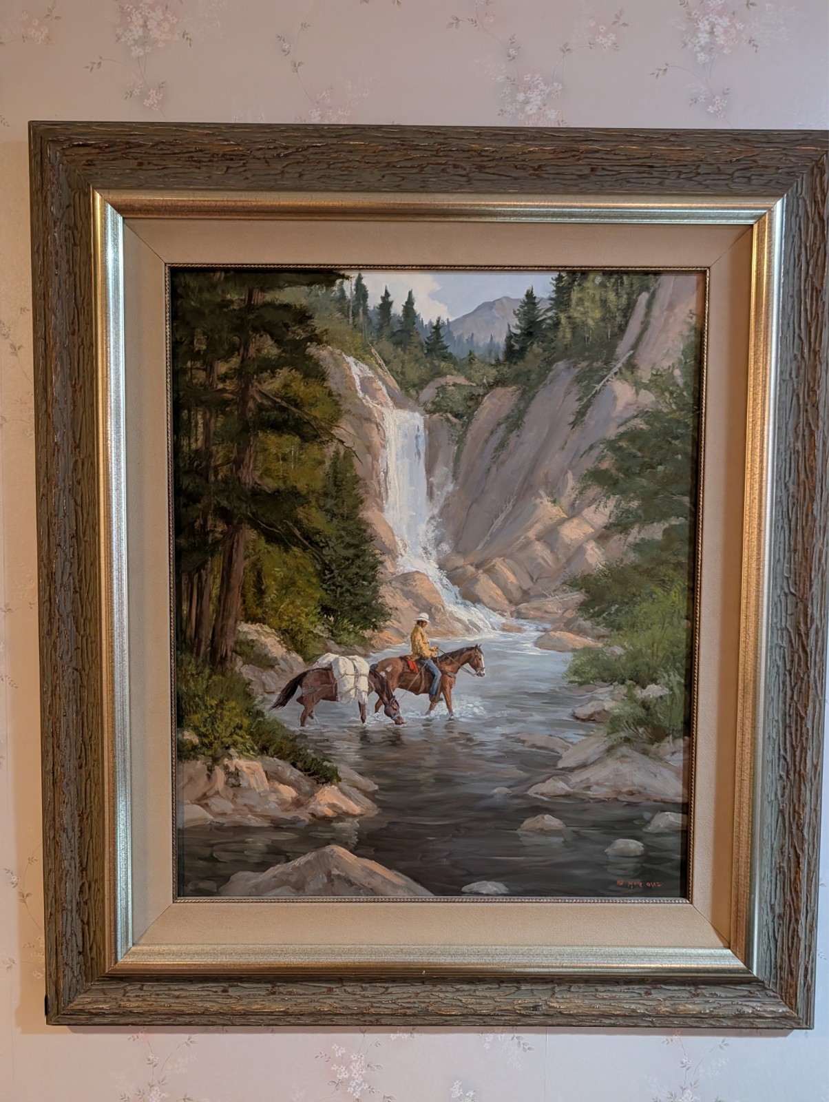 Mark Ogle «Horse Mountain Man» Framed Oil on Masonite Original Western Art