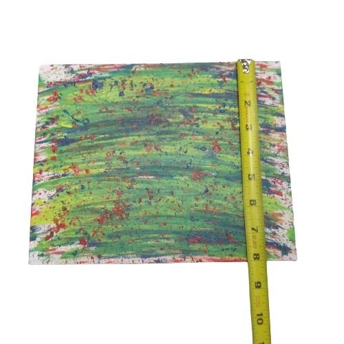 Original Abstract Acrylic Painting Green blue Yellow Canvas 8 x 10 Handmade Art