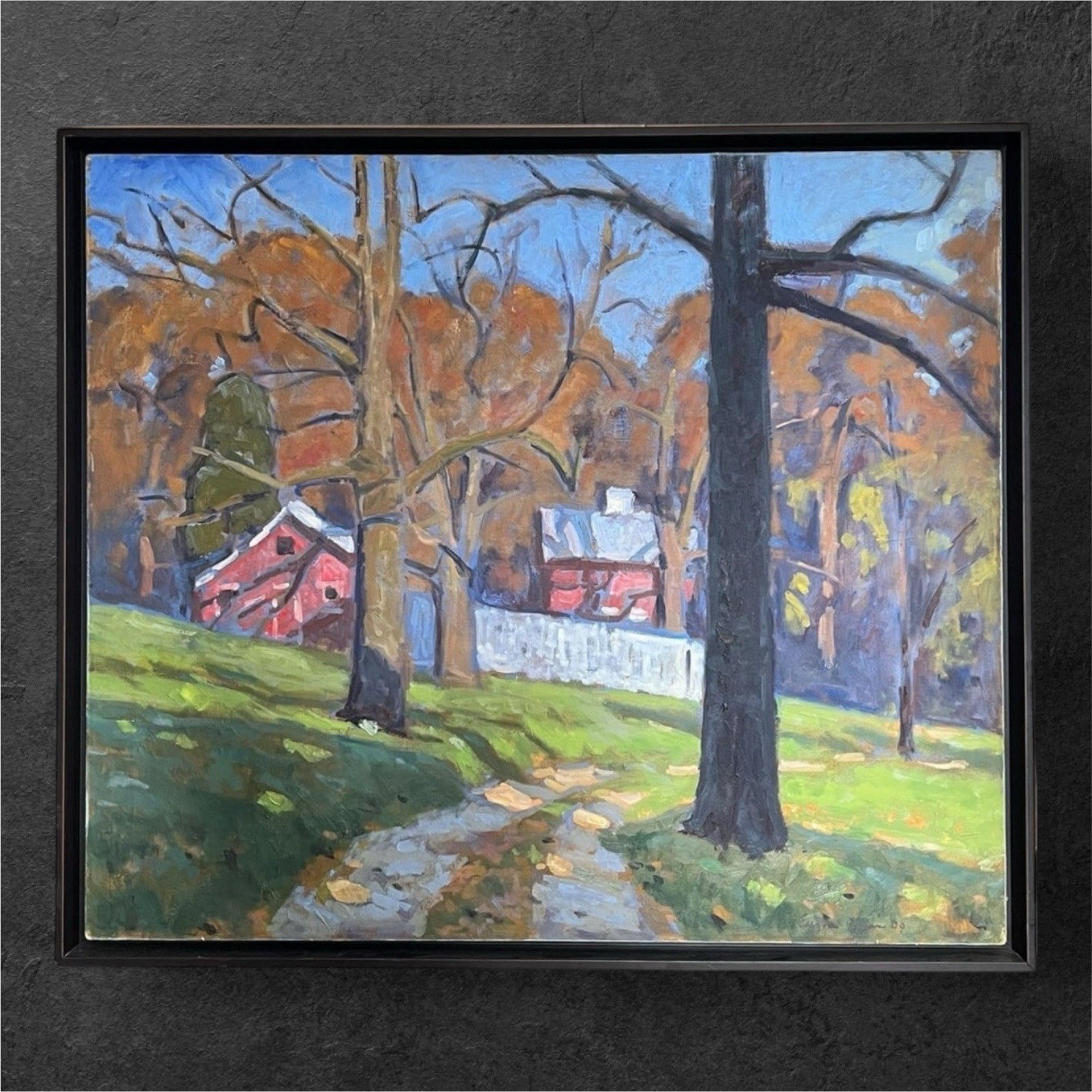 Eugene J. Quinn Jr. Original Art Painting Oil On Canvas Vibrant Fall House Trees