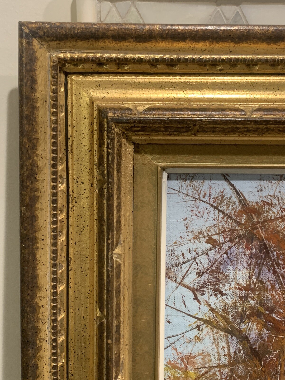 VTG Impressionistic Tree Landscape OOC Oil Canvas 23”x27” (16×20) Signed Framed