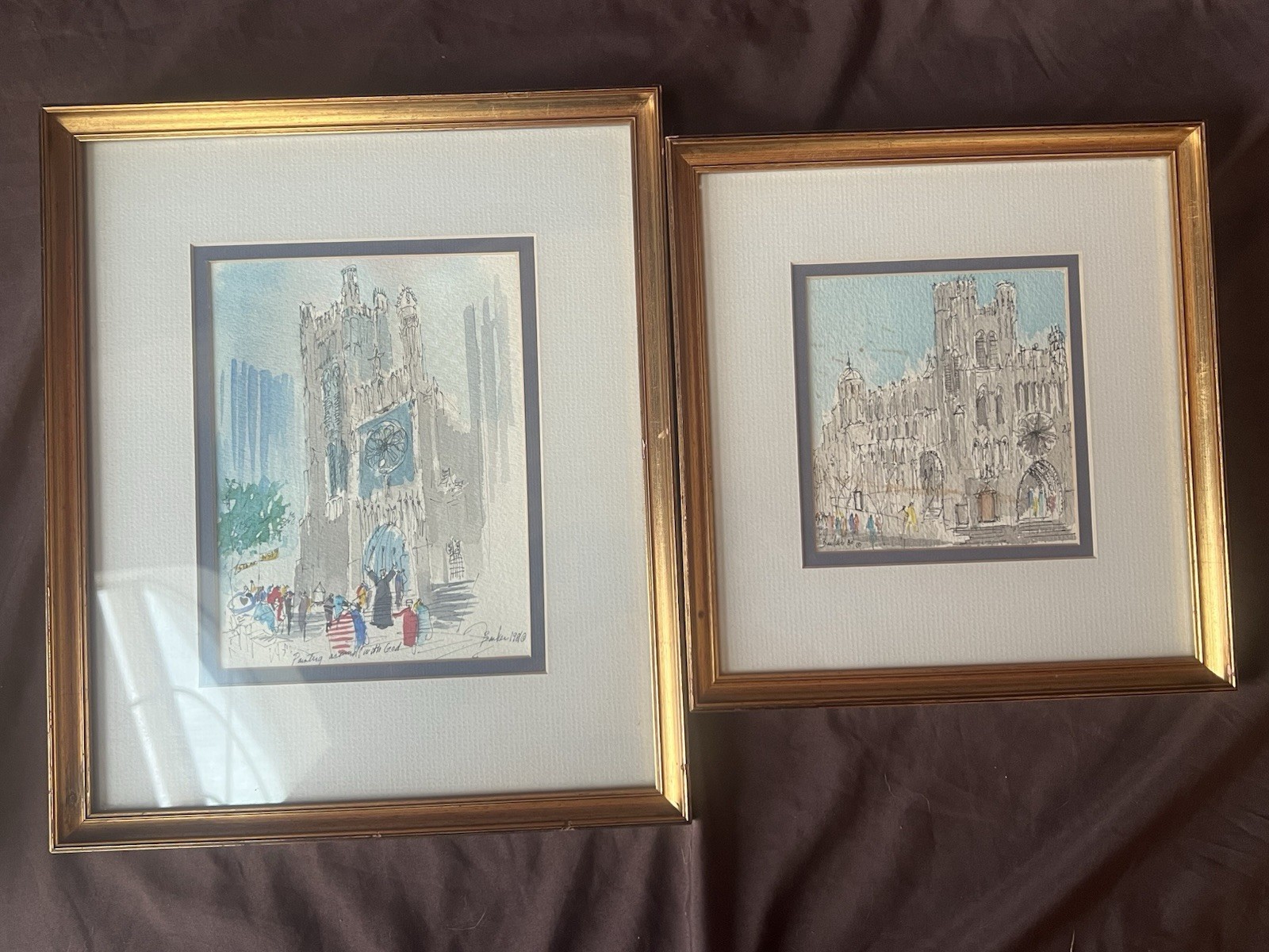 Early Pair of Original Joe Barker NYC Watercolors (1980 & 1981) – DMX’s Father