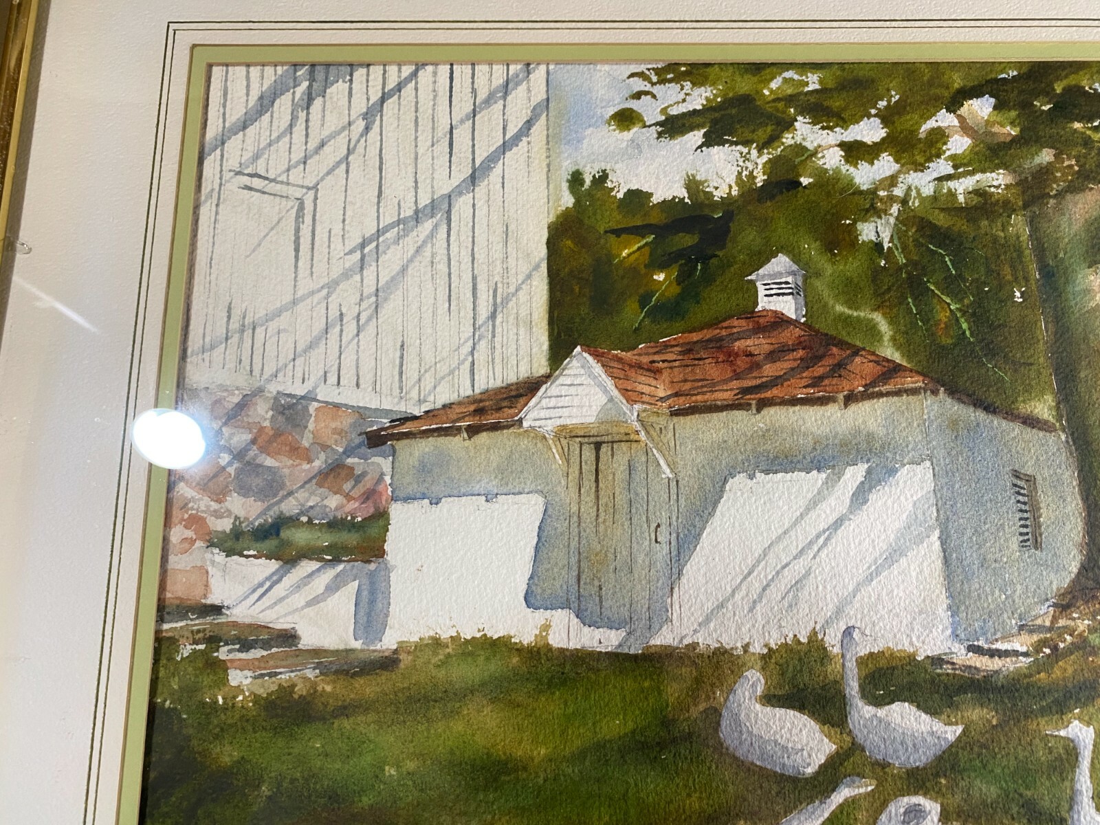 Edward A Martin «Spring House, Yellow Springs Road» Watercolor Painting -Framed