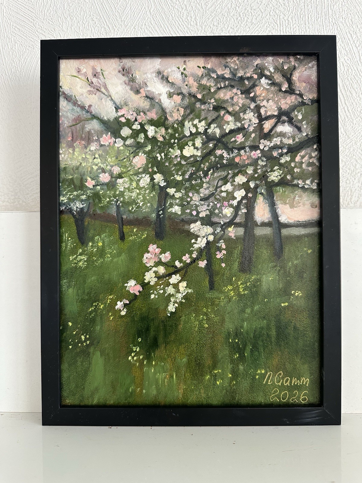 Oil Painting Cherry Blossom 18х24см Landscape Wall Art Gift Semi-Abstract