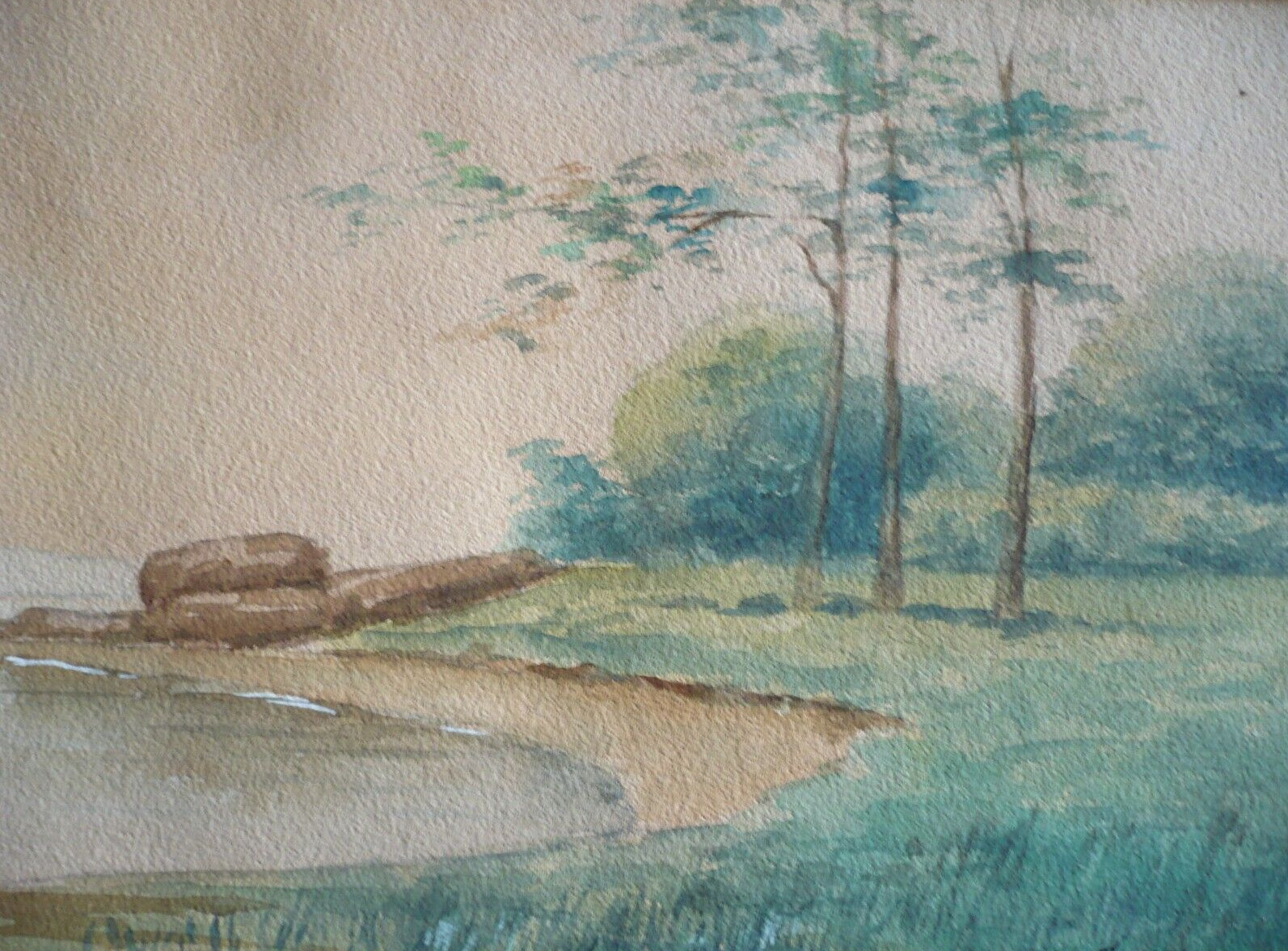 GEORGE MORTON, LISTED BRITISH ANTIQUE OLD WATERCOLOR LANDSCAPE 1900 era PAINTING