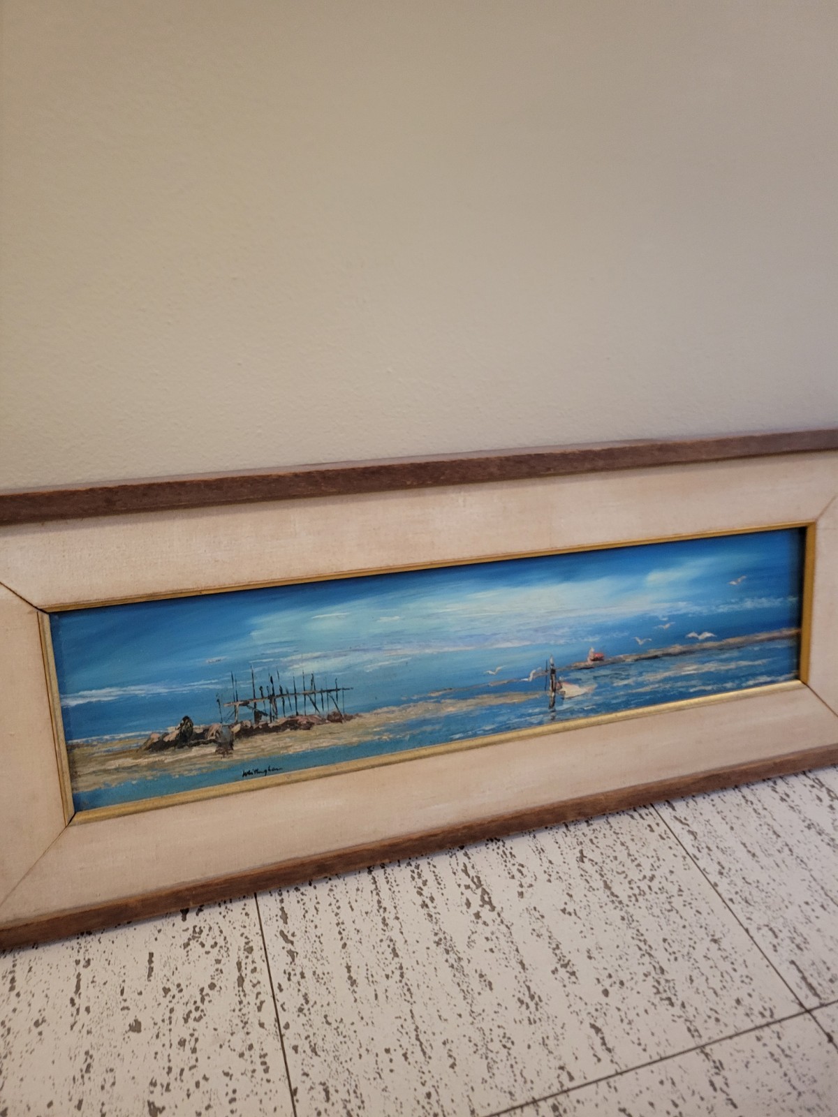 SIGNED WHITTINGTON OIL ON BOARD NAUTICAL PAINTING 27 1/2 INCH X 11 INCH FRAME…