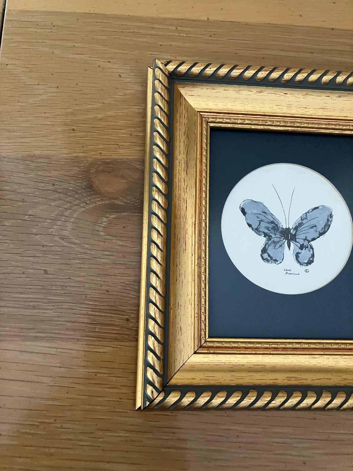 Vtg Orig Watercolor Painting in Updated 4×5 Frame; Butterfly, Carol Morrison