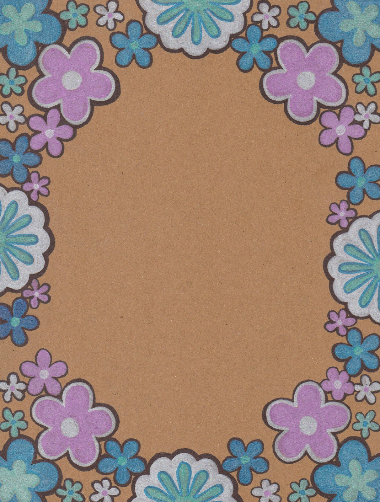 FLOWERY BORDER FOR A 4×6 INCH PHOTO ORIGINAL ARTWORK GREAT BIRTHDAY GIFT!!!
