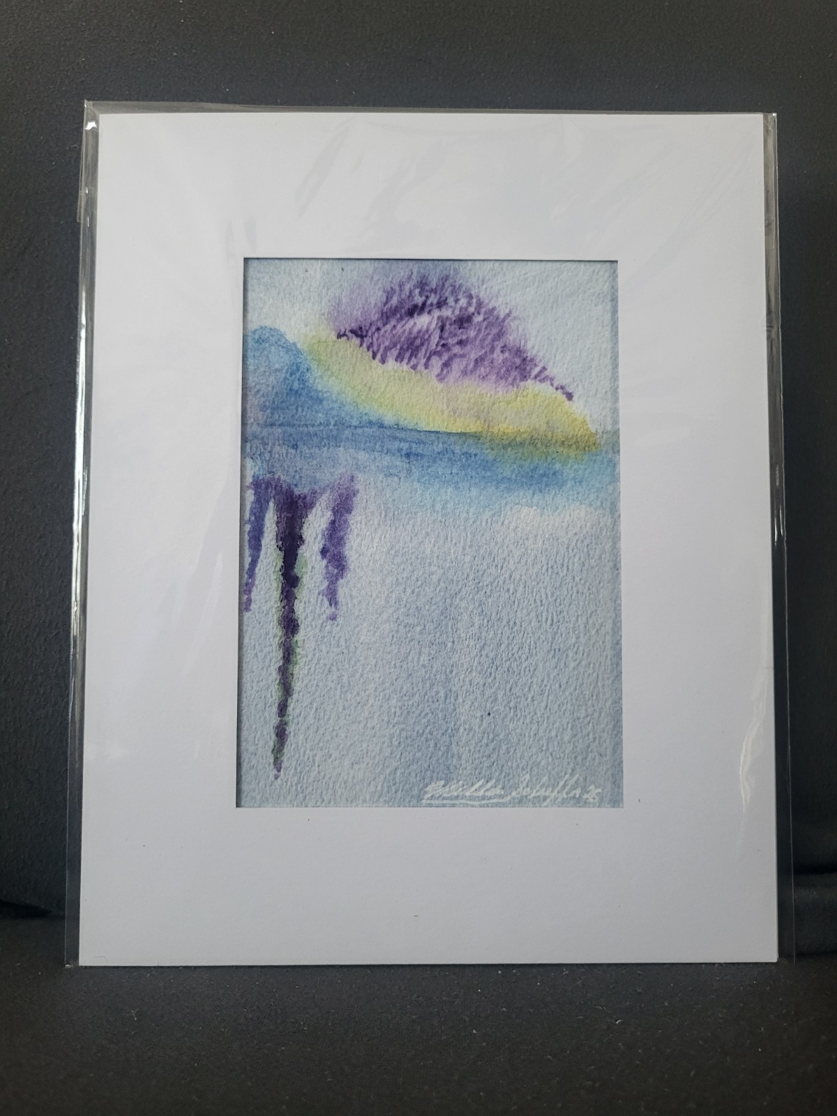 Original Watercolor Portuguese Man of War Painting Matted Signed 8×10