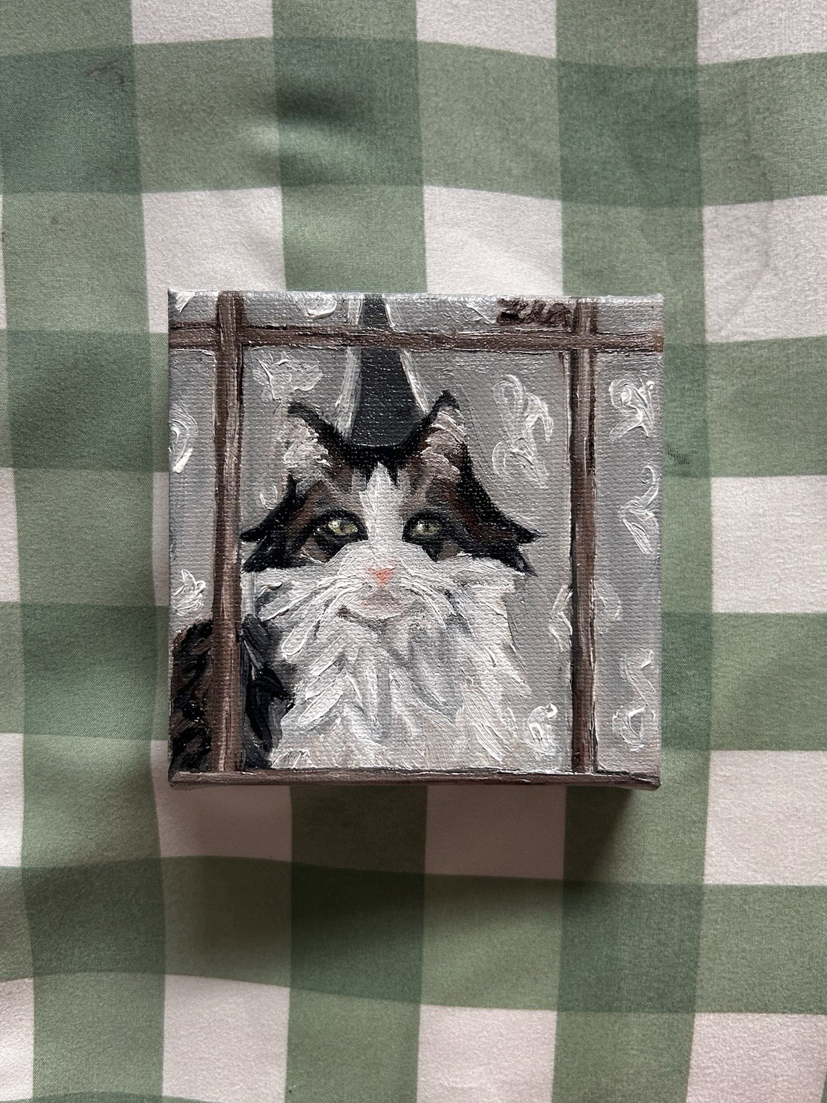 4” x 4” Inch “Window Watchers” Mini Original Oil Painting