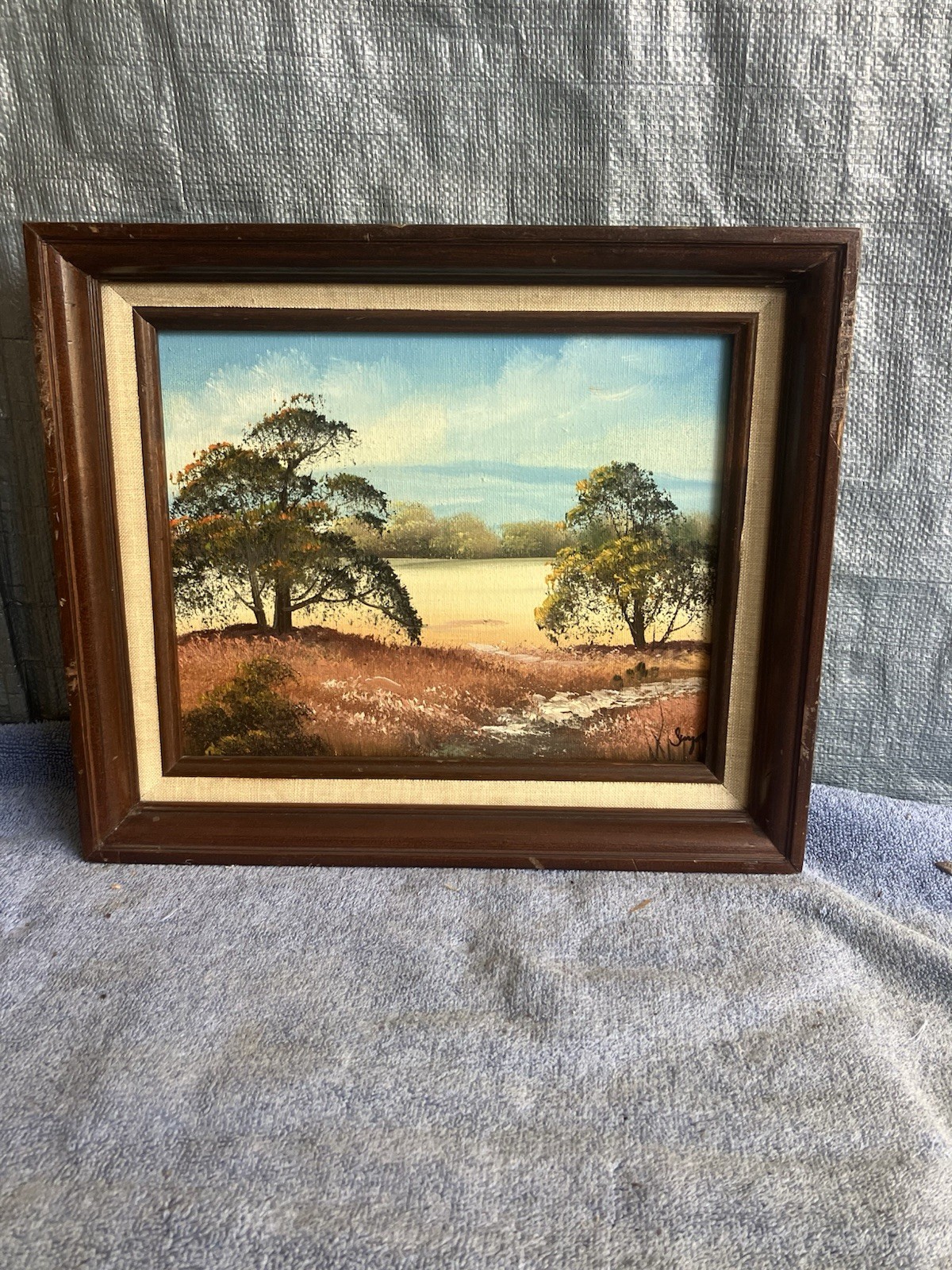 Vintage Oil Painting Framed Mid Century Landscape Signed