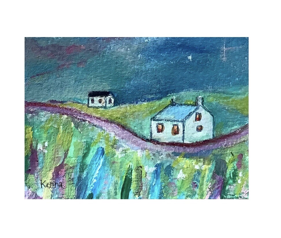 ACEO Original Gouache Painting By Kenna Cottages 2.5” X 3.5 Signed ÀTC